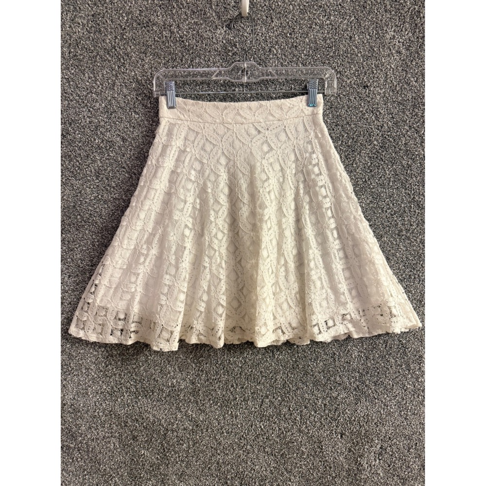 Mystic Skater Skirt S White Floral Lace High Waisted A-Line Coquette Cottagecore